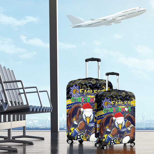 Merry Christmas AFL Eagles Luggage Cover Aboriginal Santa Football Mascot