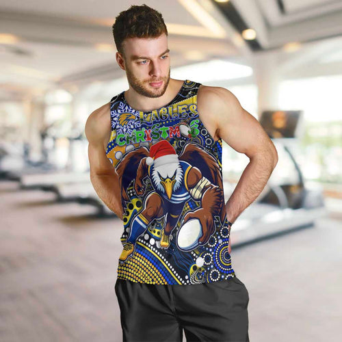 Merry Christmas AFL Eagles Men Tank Top Aboriginal Santa Football Mascot