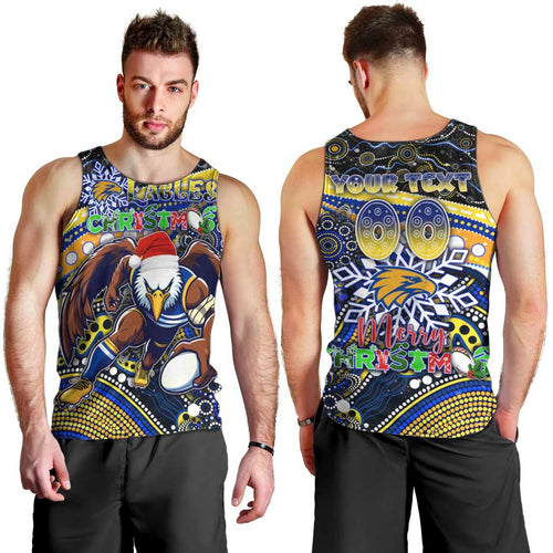 Merry Christmas AFL Eagles Men Tank Top Aboriginal Santa Football Mascot