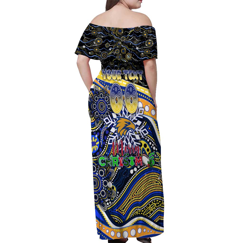 Merry Christmas AFL Eagles Off Shoulder Maxi Dress Aboriginal Santa Football Mascot