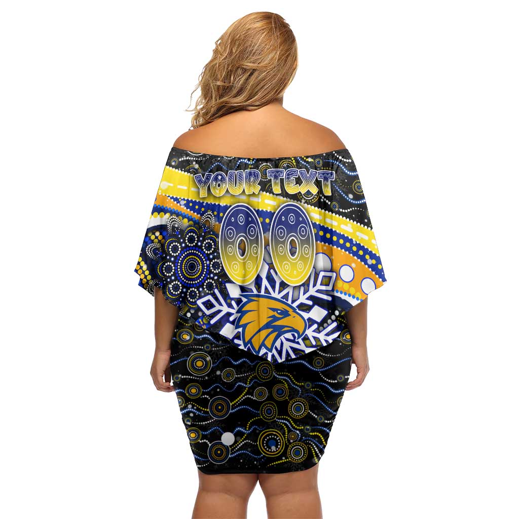 Merry Christmas AFL Eagles Off Shoulder Short Dress Aboriginal Santa Football Mascot