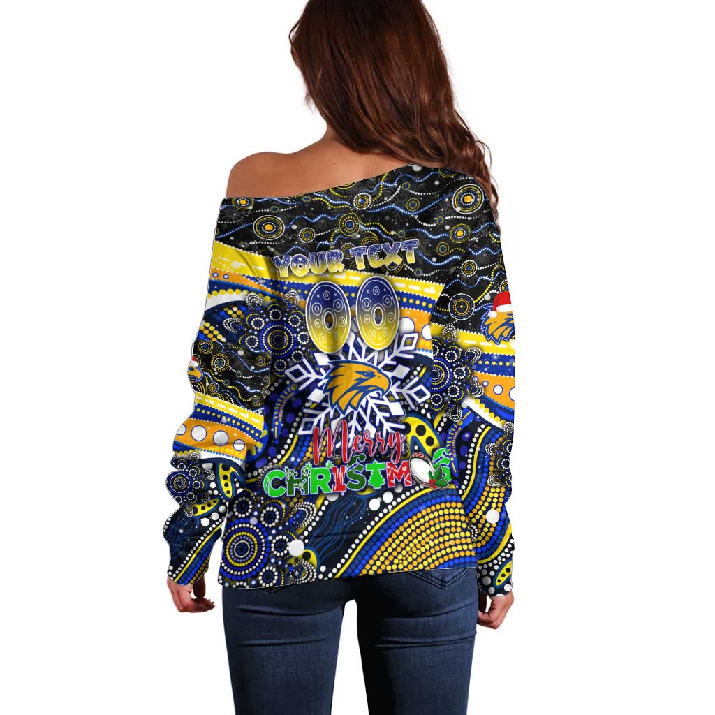 Merry Christmas AFL Eagles Off Shoulder Sweater Aboriginal Santa Football Mascot