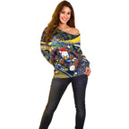 Merry Christmas AFL Eagles Off Shoulder Sweater Aboriginal Santa Football Mascot