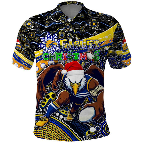 Merry Christmas AFL Eagles Polo Shirt Aboriginal Santa Football Mascot