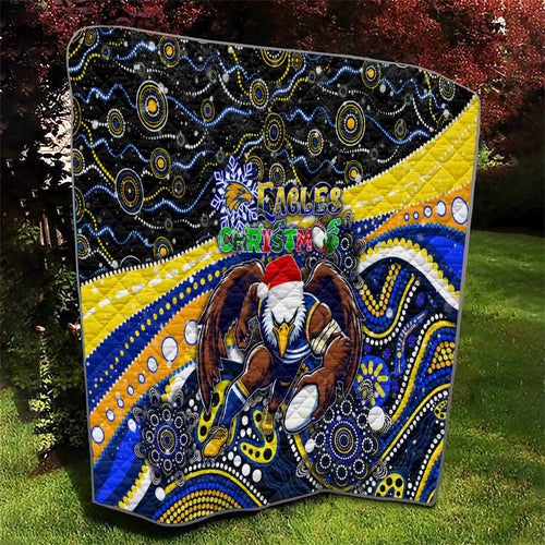 Merry Christmas AFL Eagles Quilt Aboriginal Santa Football Mascot