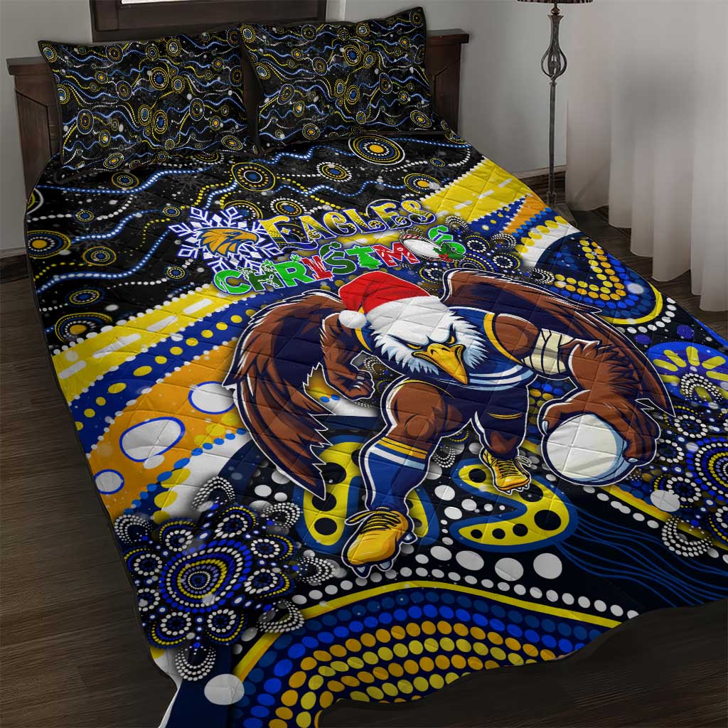 Merry Christmas AFL Eagles Quilt Bed Set Aboriginal Santa Football Mascot