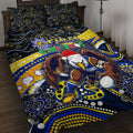 Merry Christmas AFL Eagles Quilt Bed Set Aboriginal Santa Football Mascot