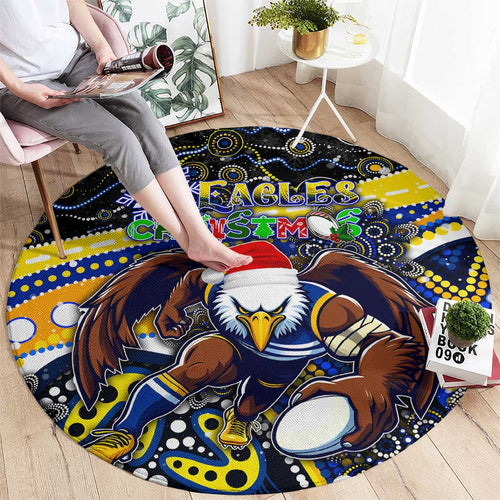 Merry Christmas AFL Eagles Round Carpet Aboriginal Santa Football Mascot