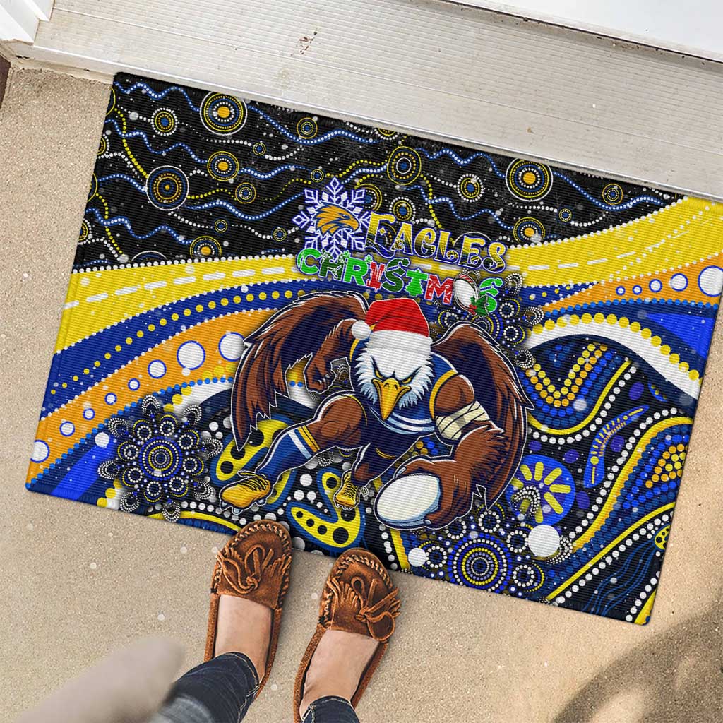 Merry Christmas AFL Eagles Rubber Doormat Aboriginal Santa Football Mascot