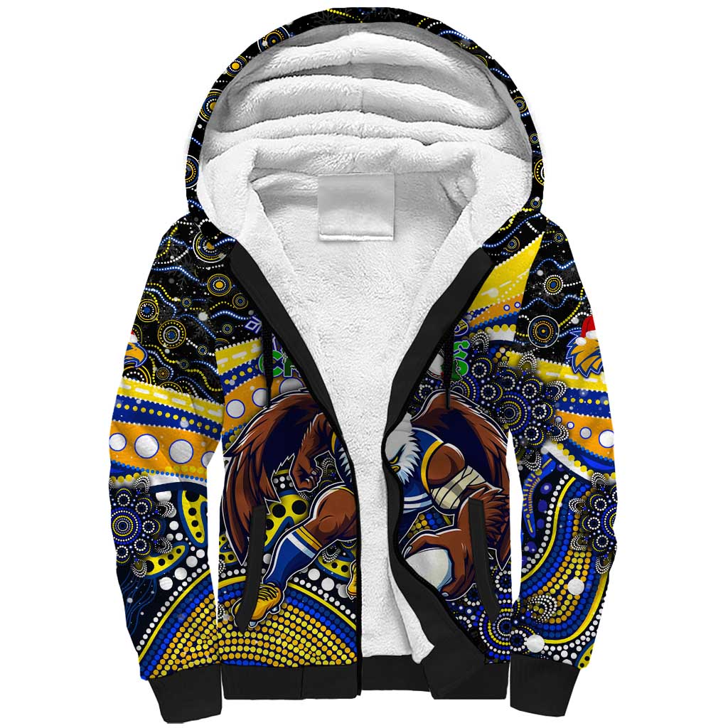 Merry Christmas AFL Eagles Sherpa Hoodie Aboriginal Santa Football Mascot
