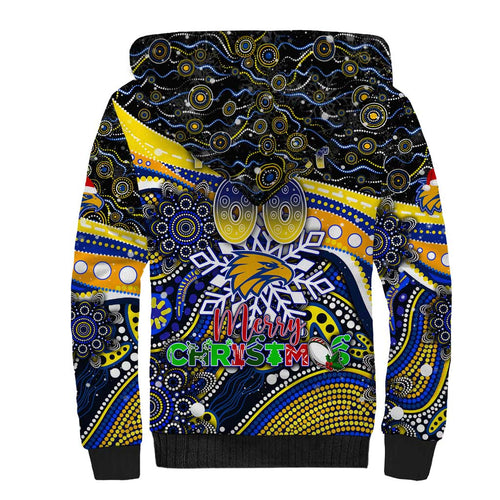 Merry Christmas AFL Eagles Sherpa Hoodie Aboriginal Santa Football Mascot