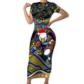 Merry Christmas AFL Eagles Short Sleeve Bodycon Dress Aboriginal Santa Football Mascot
