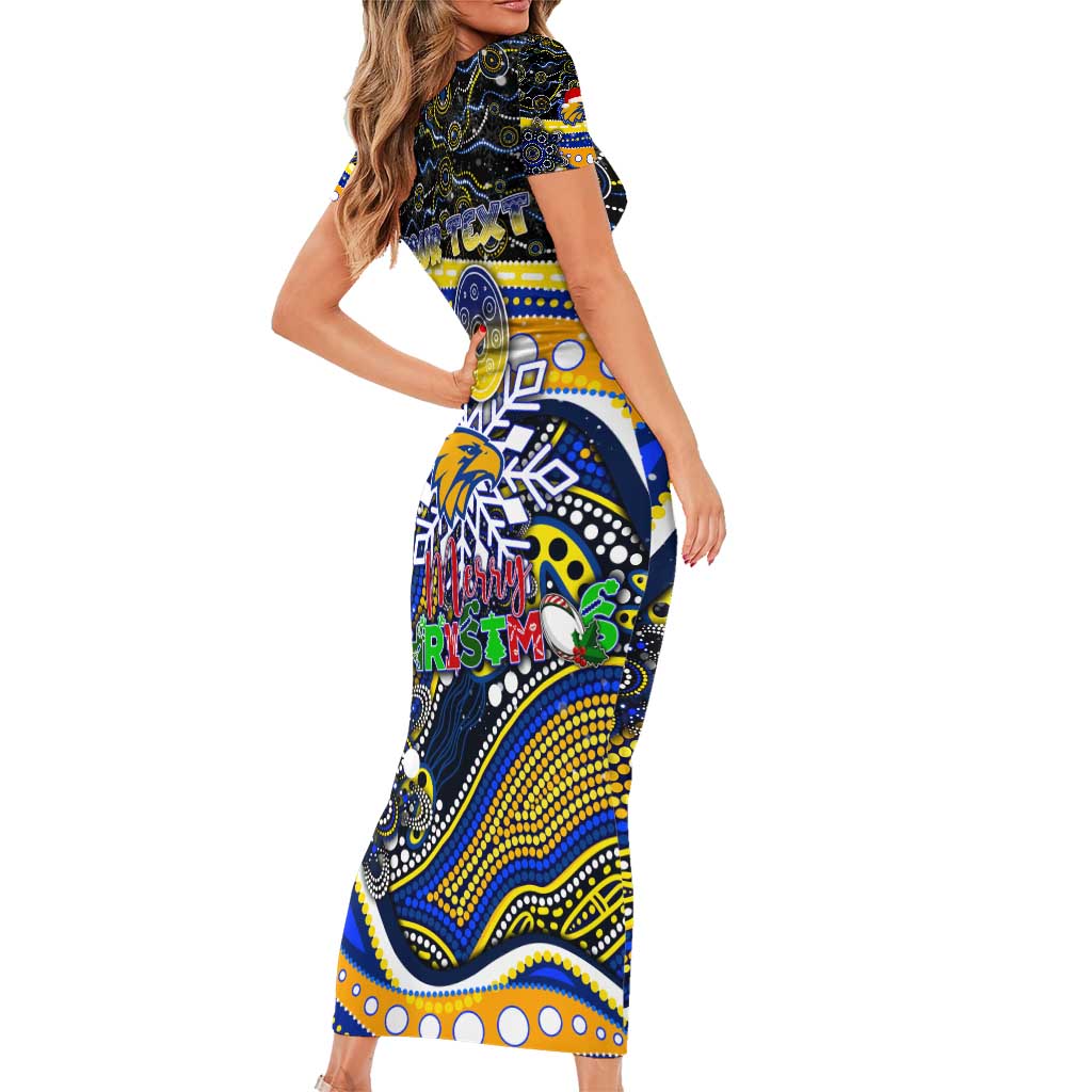 Merry Christmas AFL Eagles Short Sleeve Bodycon Dress Aboriginal Santa Football Mascot