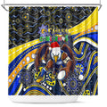 Merry Christmas AFL Eagles Shower Curtain Aboriginal Santa Football Mascot