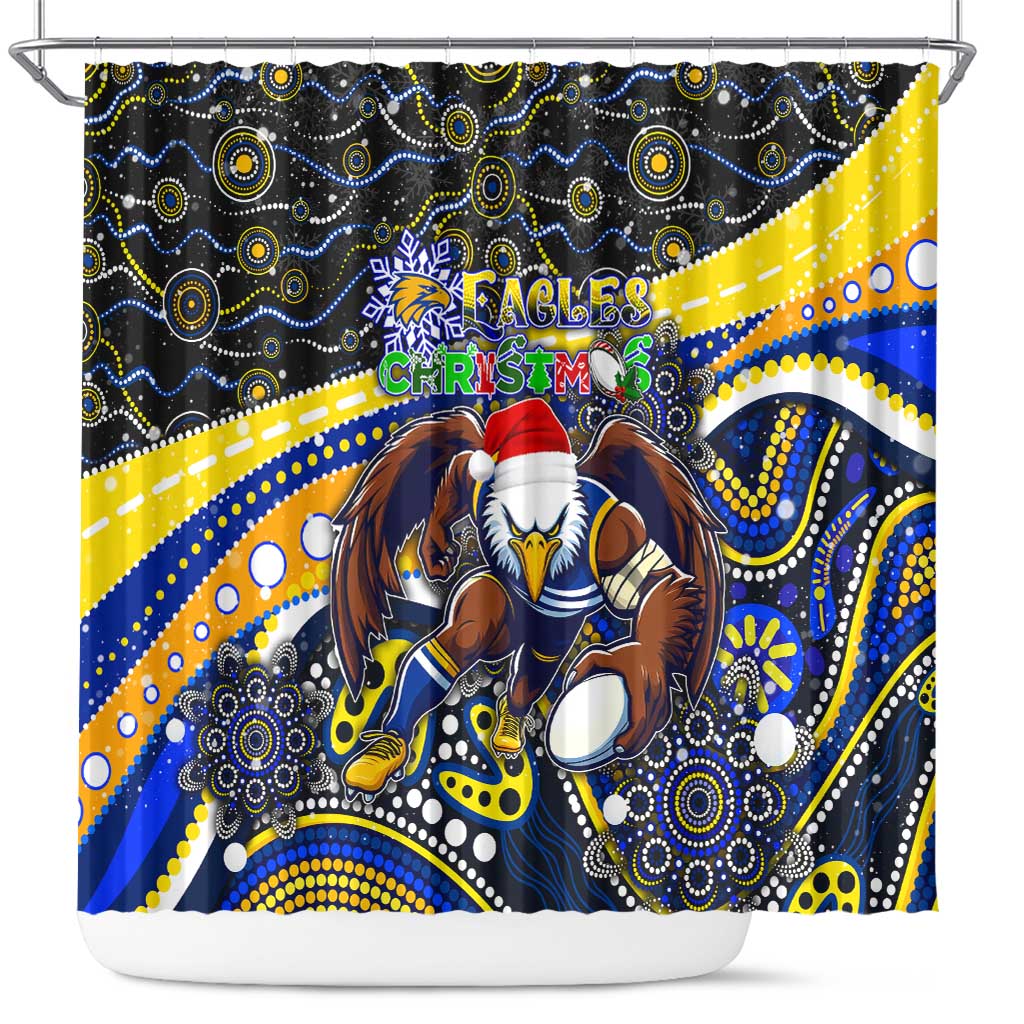 Merry Christmas AFL Eagles Shower Curtain Aboriginal Santa Football Mascot
