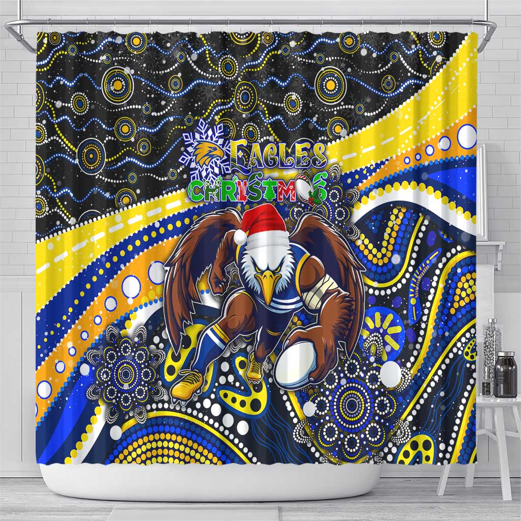 Merry Christmas AFL Eagles Shower Curtain Aboriginal Santa Football Mascot