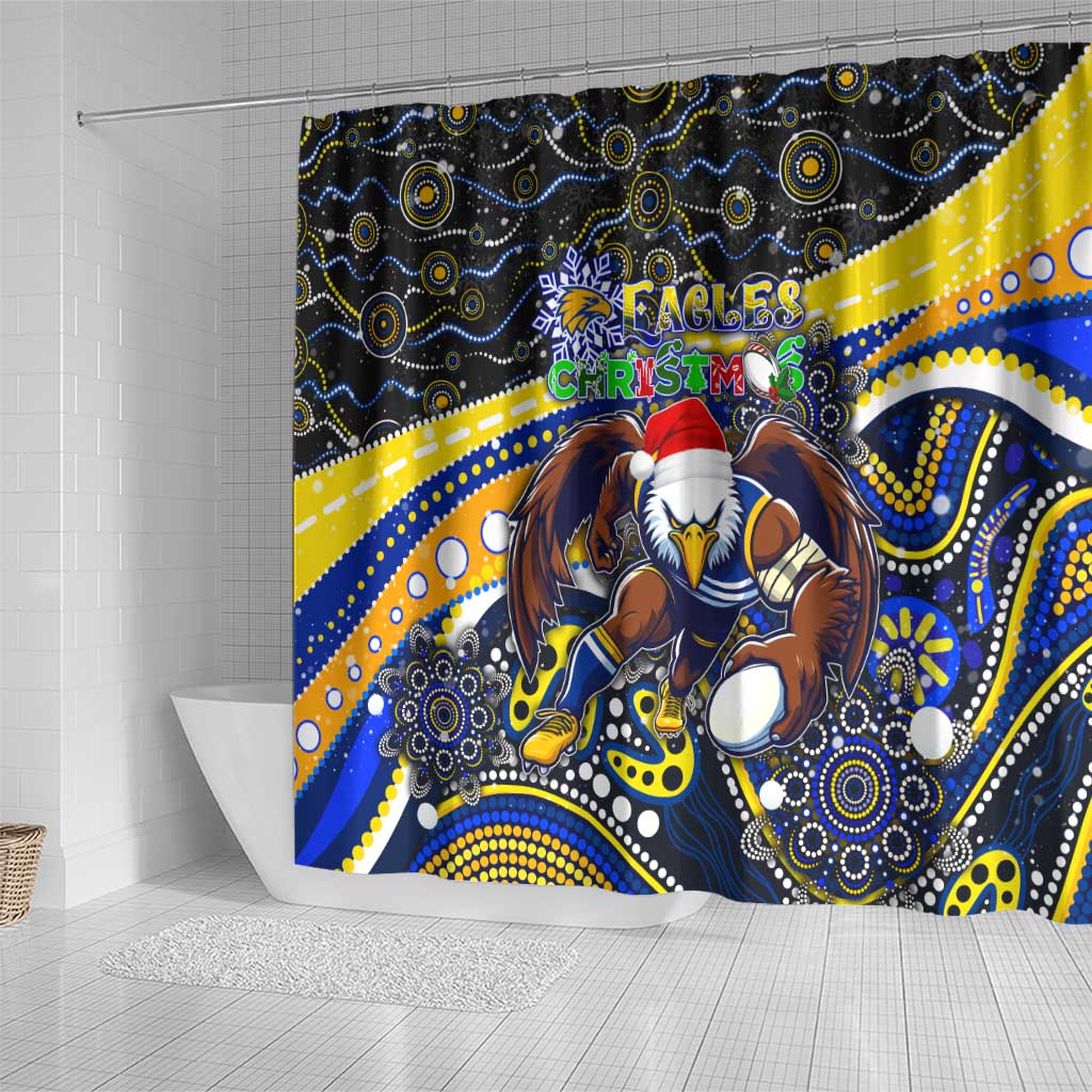 Merry Christmas AFL Eagles Shower Curtain Aboriginal Santa Football Mascot