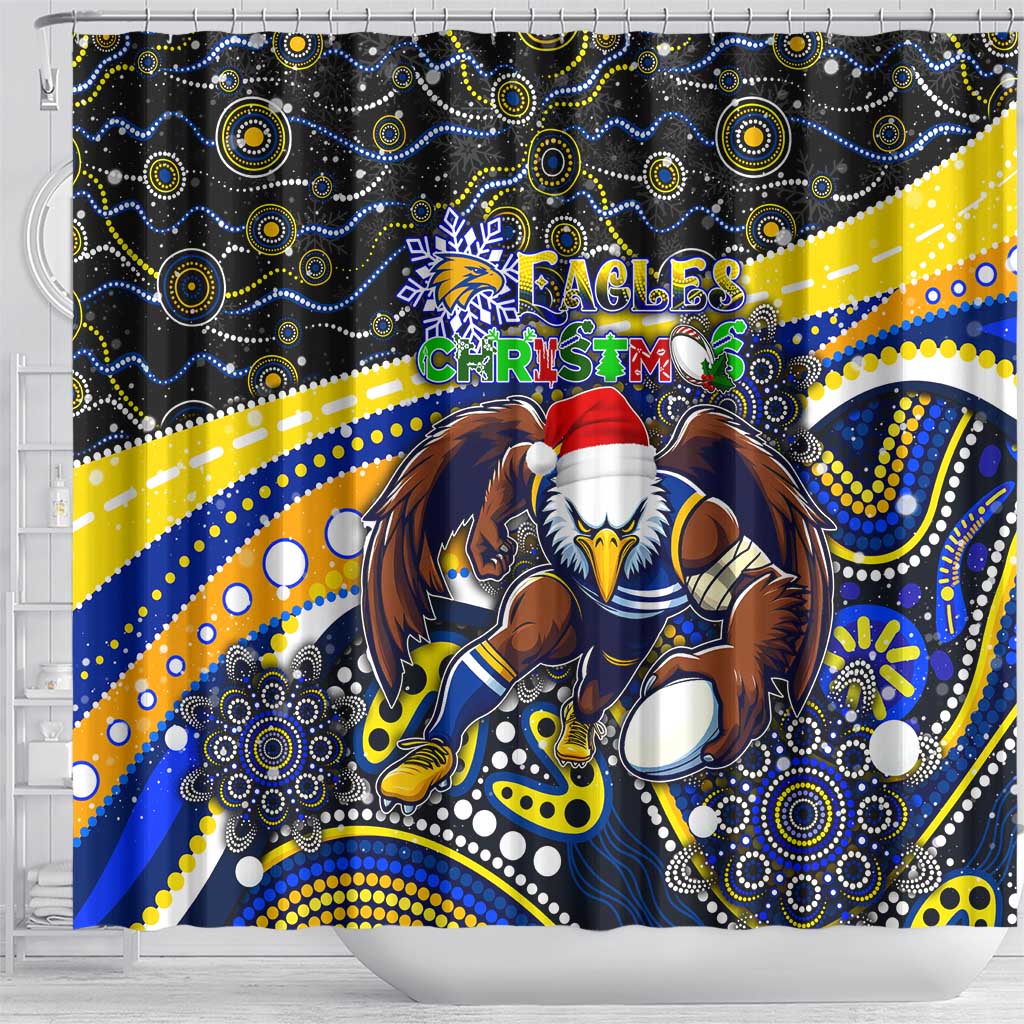 Merry Christmas AFL Eagles Shower Curtain Aboriginal Santa Football Mascot
