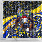 Merry Christmas AFL Eagles Shower Curtain Aboriginal Santa Football Mascot