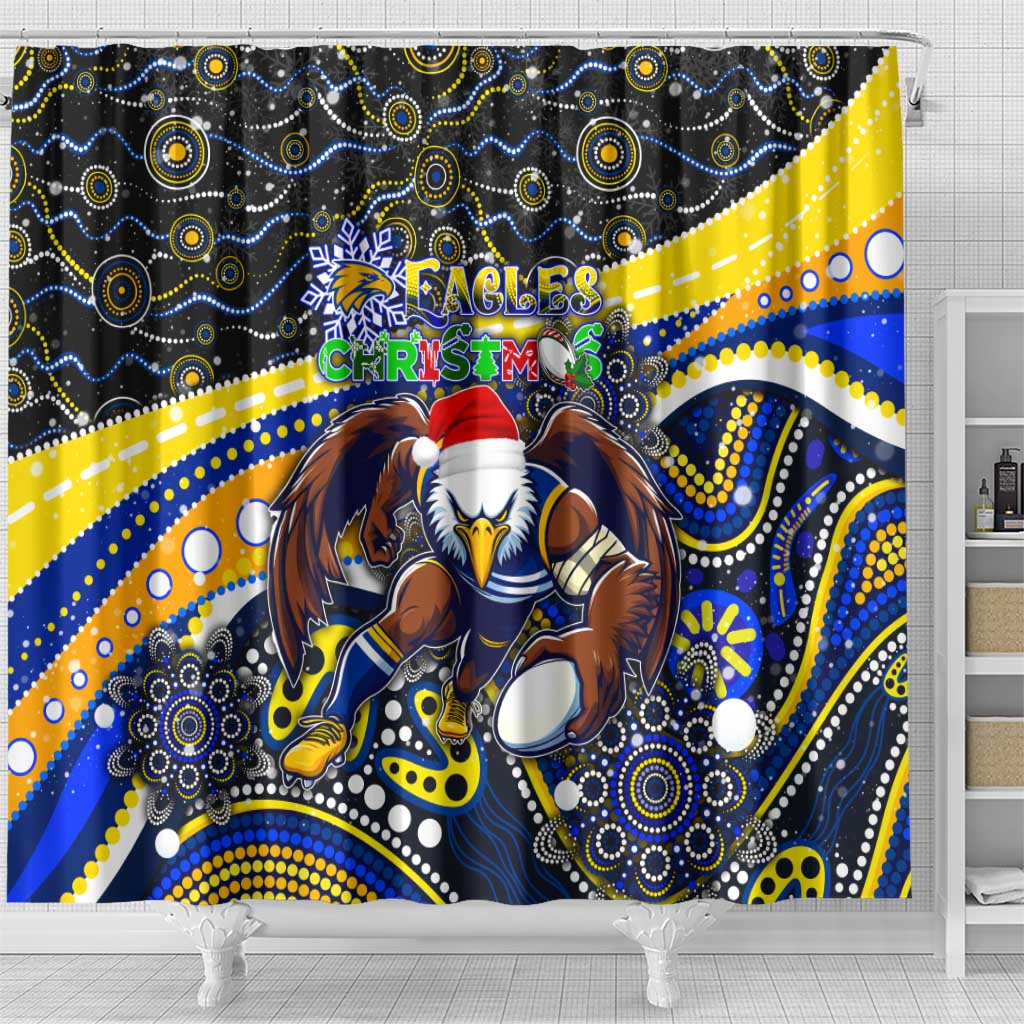 Merry Christmas AFL Eagles Shower Curtain Aboriginal Santa Football Mascot