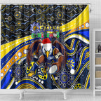 Merry Christmas AFL Eagles Shower Curtain Aboriginal Santa Football Mascot