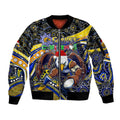 Merry Christmas AFL Eagles Sleeve Zip Bomber Jacket Aboriginal Santa Football Mascot