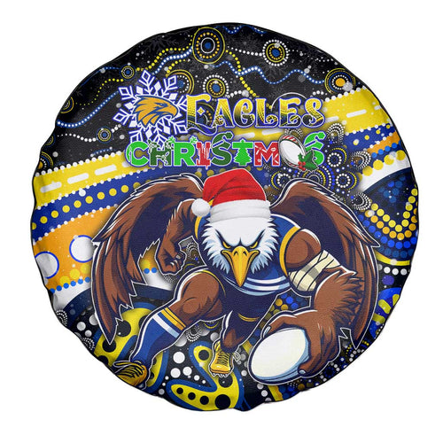 Merry Christmas AFL Eagles Spare Tire Cover Aboriginal Santa Football Mascot