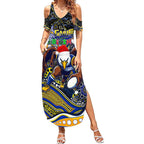 Merry Christmas AFL Eagles Summer Maxi Dress Aboriginal Santa Football Mascot