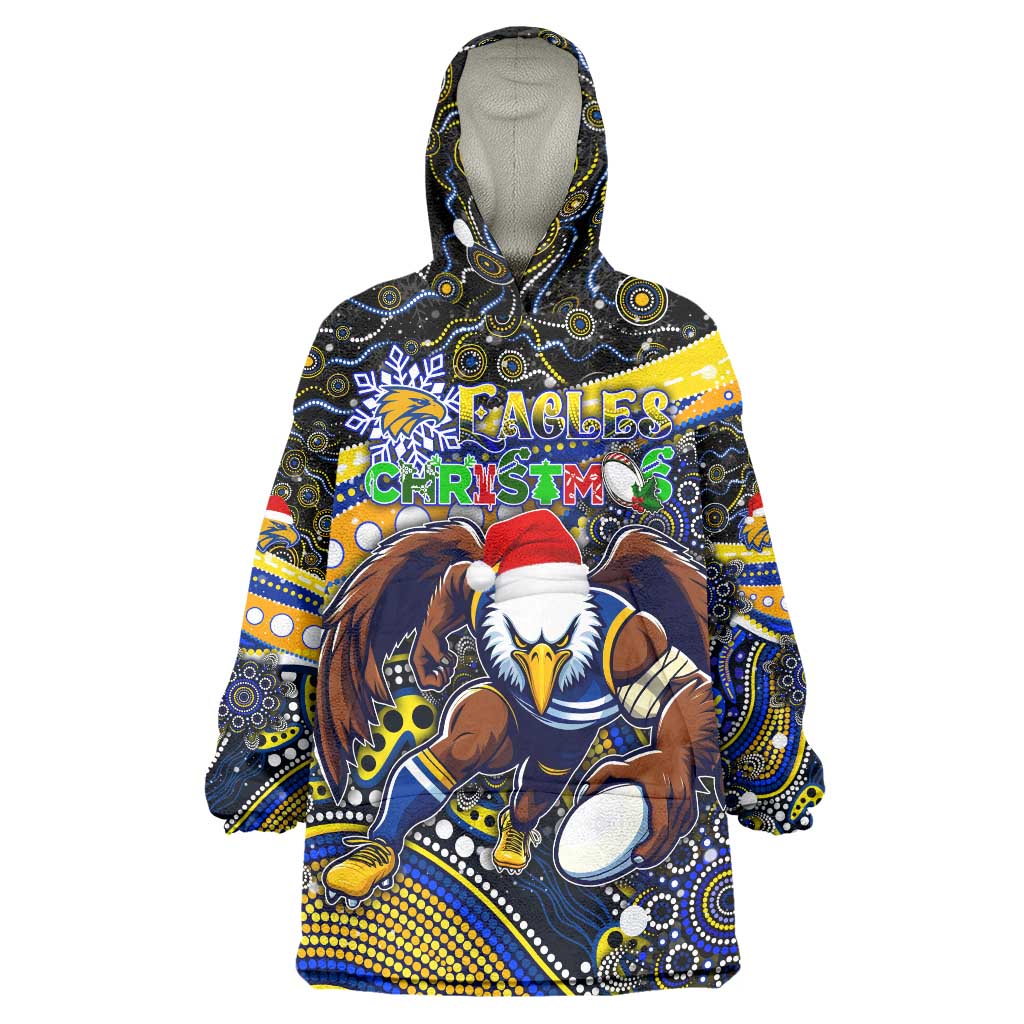 Merry Christmas AFL Eagles Wearable Blanket Hoodie Aboriginal Santa Football Mascot