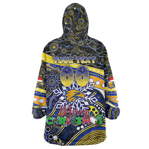 Merry Christmas AFL Eagles Wearable Blanket Hoodie Aboriginal Santa Football Mascot