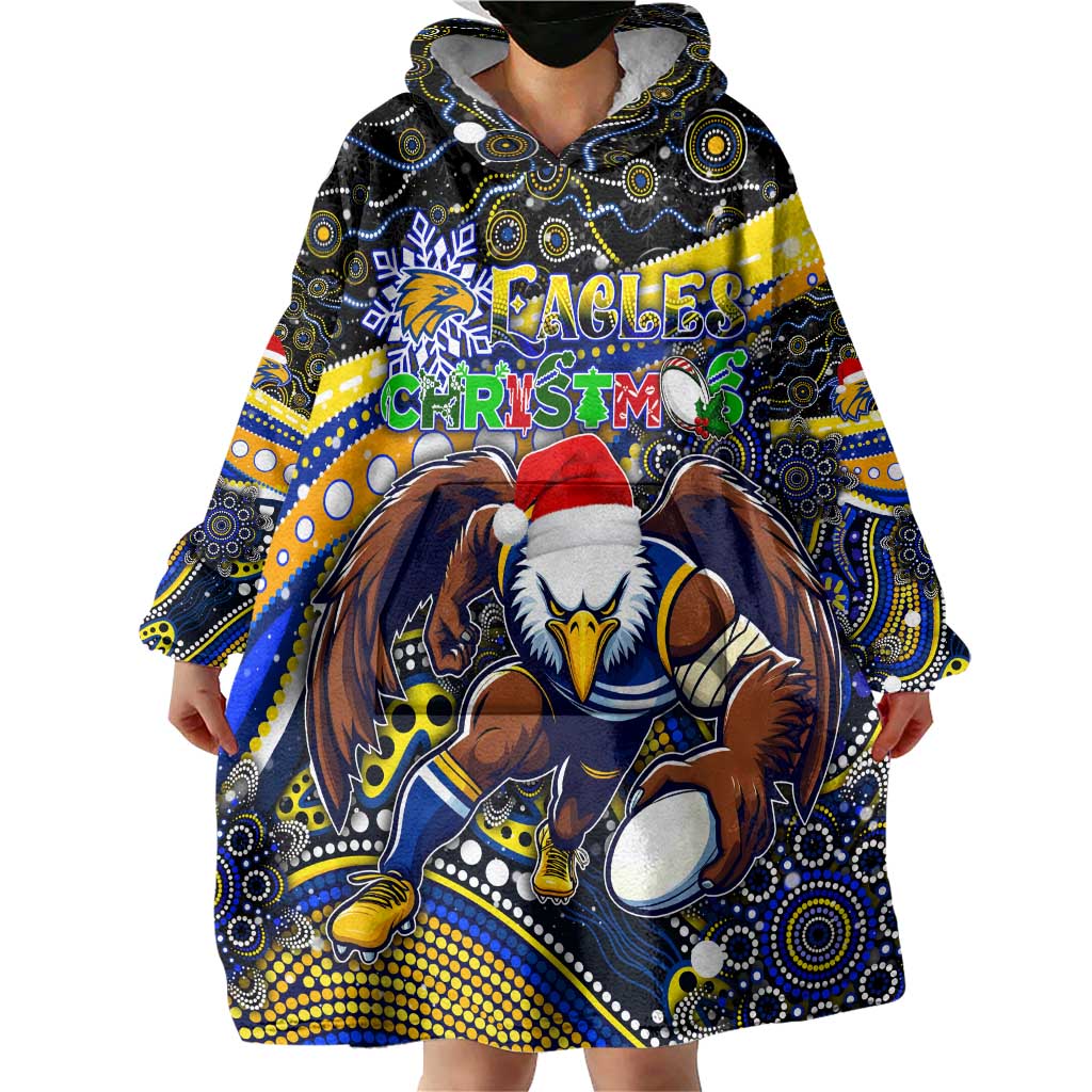 Merry Christmas AFL Eagles Wearable Blanket Hoodie Aboriginal Santa Football Mascot