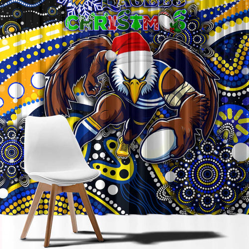Merry Christmas AFL Eagles Window Curtain Aboriginal Santa Football Mascot