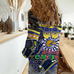 Merry Christmas AFL Eagles Women Casual Shirt Aboriginal Santa Football Mascot