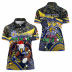 Merry Christmas AFL Eagles Women Polo Shirt Aboriginal Santa Football Mascot