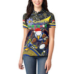 Merry Christmas AFL Eagles Women Polo Shirt Aboriginal Santa Football Mascot