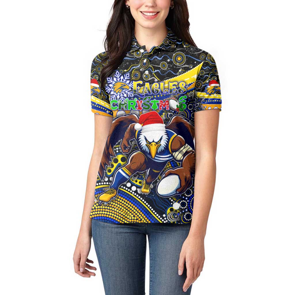 Merry Christmas AFL Eagles Women Polo Shirt Aboriginal Santa Football Mascot