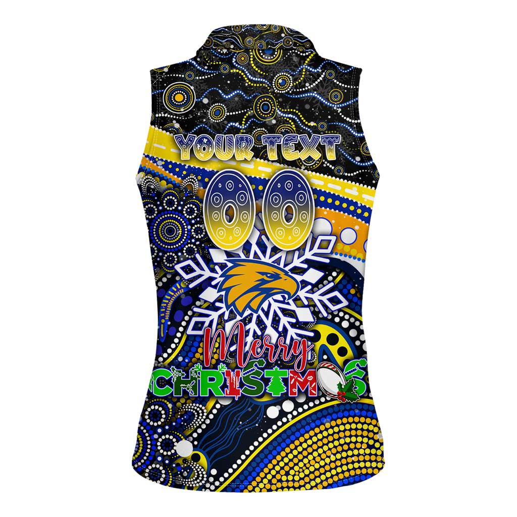 Merry Christmas AFL Eagles Women Sleeveless Polo Shirt Aboriginal Santa Football Mascot