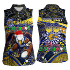 Merry Christmas AFL Eagles Women Sleeveless Polo Shirt Aboriginal Santa Football Mascot