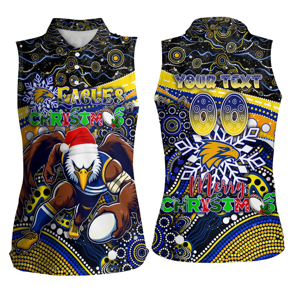 Merry Christmas AFL Eagles Women Sleeveless Polo Shirt Aboriginal Santa Football Mascot