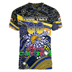 Merry Christmas AFL Eagles Women V-Neck T-Shirt Aboriginal Santa Football Mascot