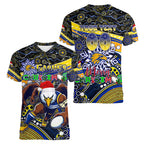 Merry Christmas AFL Eagles Women V-Neck T-Shirt Aboriginal Santa Football Mascot