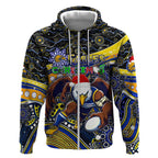 Merry Christmas AFL Eagles Zip Hoodie Aboriginal Santa Football Mascot