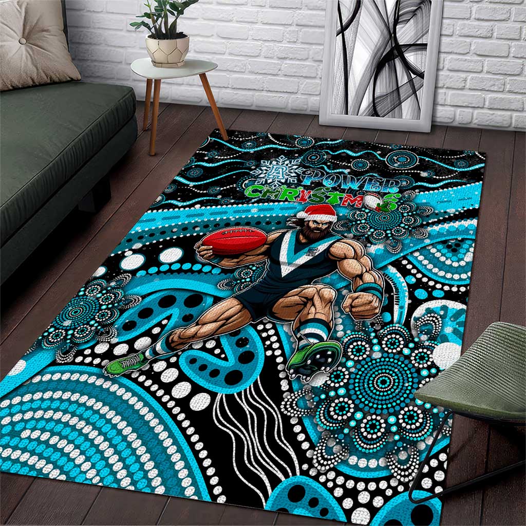 Merry Christmas AFL Power Area Rug Aboriginal Santa Football Mascot