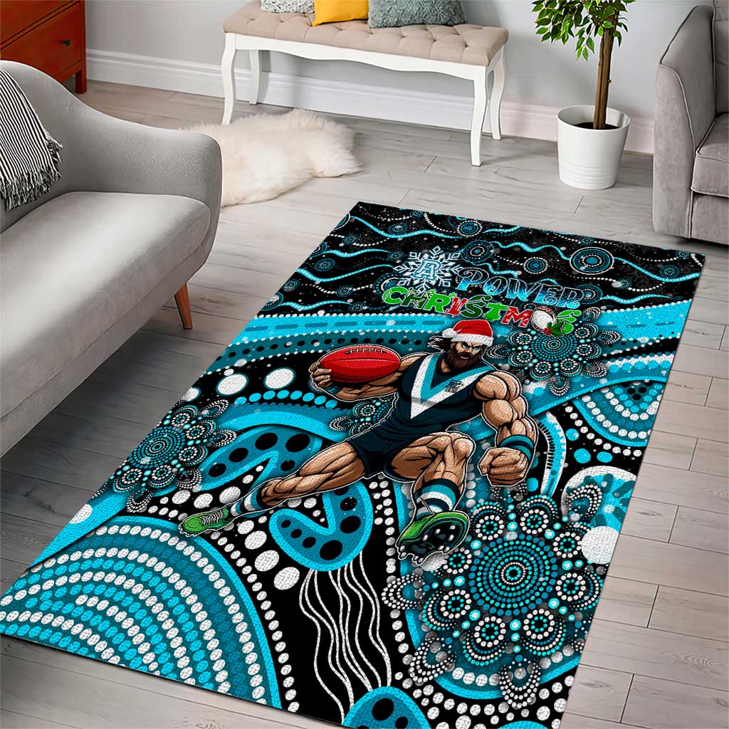 Merry Christmas AFL Power Area Rug Aboriginal Santa Football Mascot
