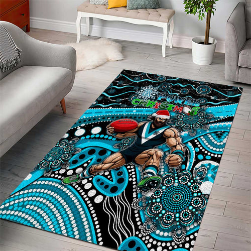 Merry Christmas AFL Power Area Rug Aboriginal Santa Football Mascot