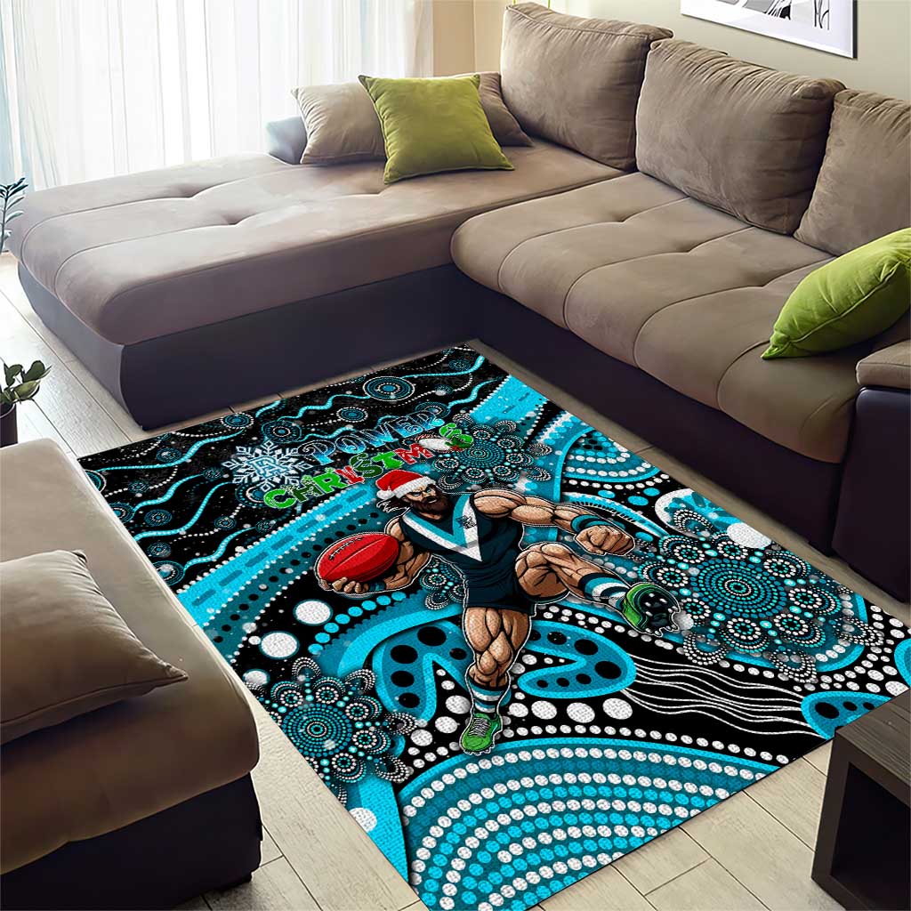 Merry Christmas AFL Power Area Rug Aboriginal Santa Football Mascot