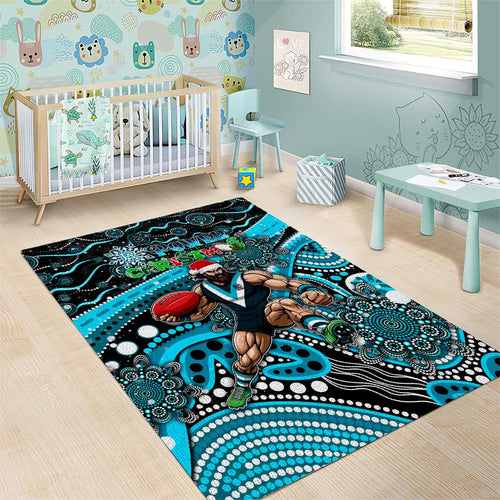 Merry Christmas AFL Power Area Rug Aboriginal Santa Football Mascot