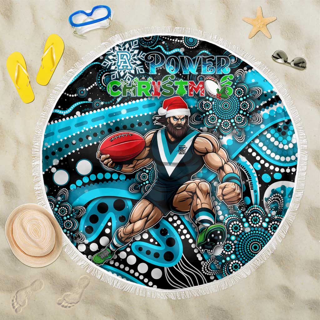 Merry Christmas AFL Power Beach Blanket Aboriginal Santa Football Mascot