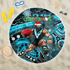 Merry Christmas AFL Power Beach Blanket Aboriginal Santa Football Mascot