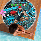 Merry Christmas AFL Power Beach Blanket Aboriginal Santa Football Mascot